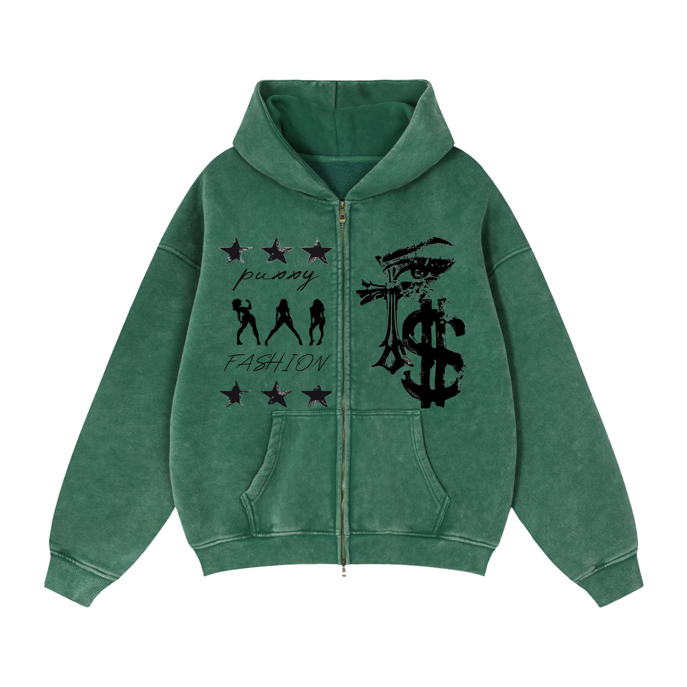 Distressed puxxy fashion  hoodie